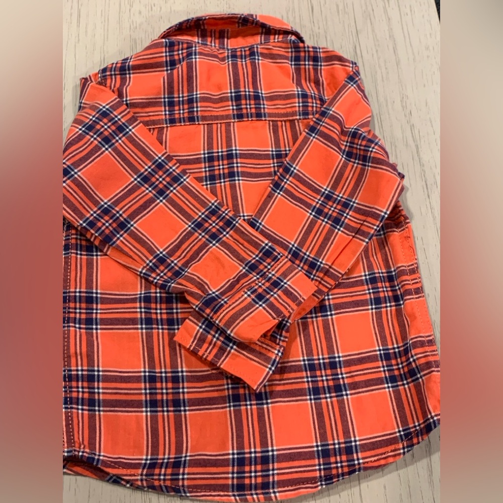 Carter's Vibrant Plaid Button Down Shirts - Red and Orange / Jean & Sweat-pant - Picture 4 of 14
